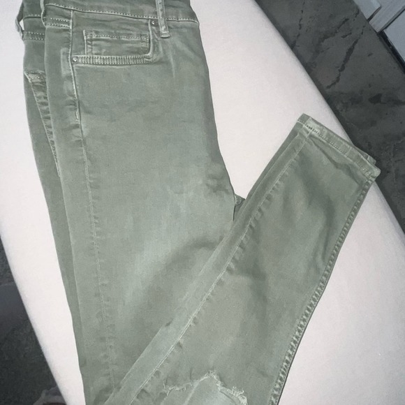 Free People High Rise Busted Knee Skinny Jeans Sage Size W28 - Picture 3 of 10